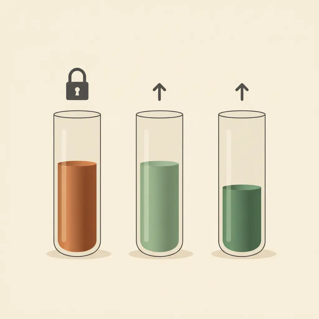 Diagram showing the three local search ranking factors as three glasses filling up: proximity, relevance, and authority, with relevance and authority being controllable while proximity is not