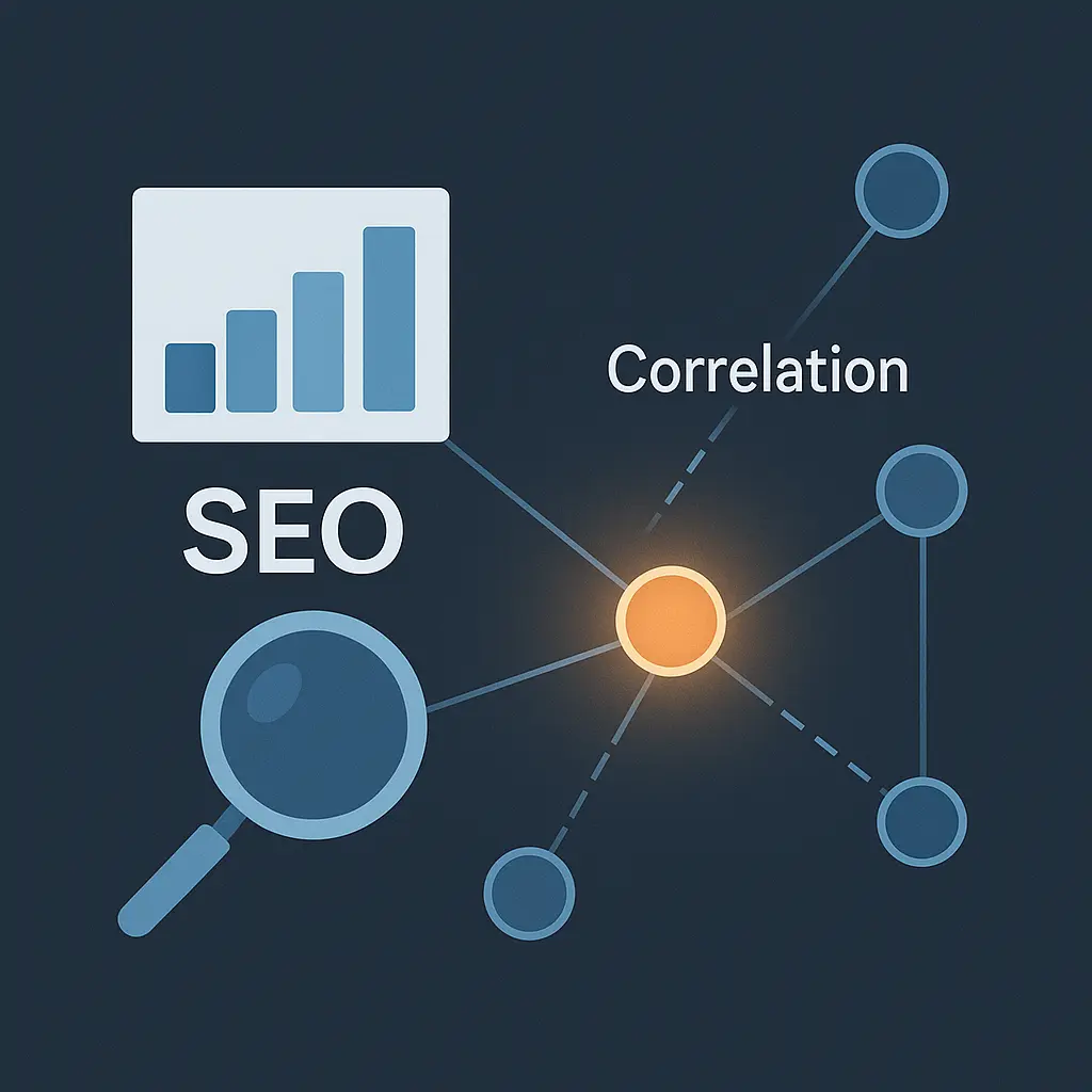 Illustration of SEO correlation vs causation concepts in digital marketing